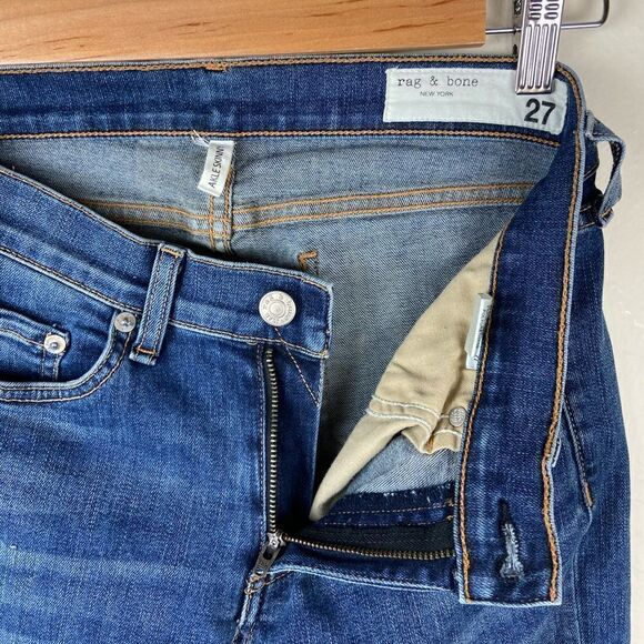 Rag & Bone Frayed Hem Ankle Skinny Jeans in Hampton Wash - Picture 8 of 8